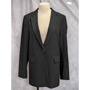 HM Womens Black Single Button Blazer Jacket Size Small Notch Lapel Professional